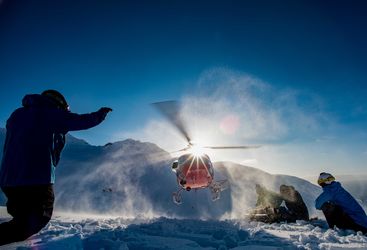 deplar farm helicopter landing on mountain
