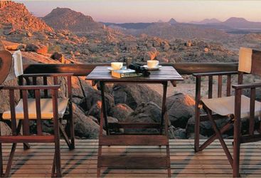 The terrace at Mowani, luxury Camp in Namibia