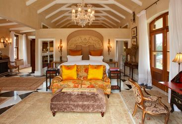 Large bedroom at La Residence, luxury hotel in South Africa