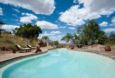 The swimming pool at Lamai Serengeti, luxury camp in Tanzania