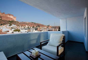 Balcony at Raas, luxury hotel in India