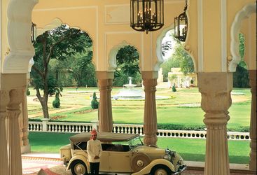 Vintage car at Rambagh Palace entrance