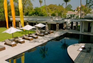 The pool at Amansara, luxury hotel in Cambodia