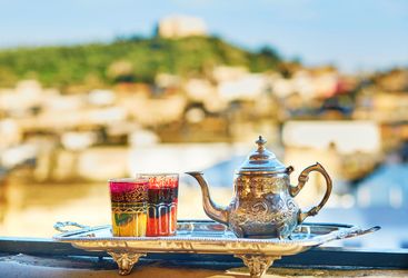Moroccan teapot with a view