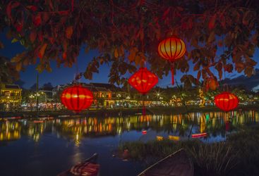 Lanterns on the river at night in Hoi An