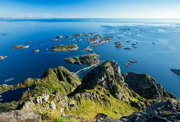 View over the water of Henningsvaer