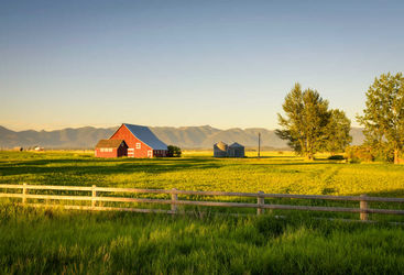 A barn in a field