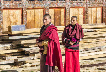 Monks outside their temple