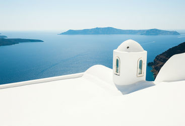 White buildings overlooking the sea in Greece