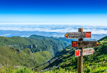 Hiking trail signs in Madeira