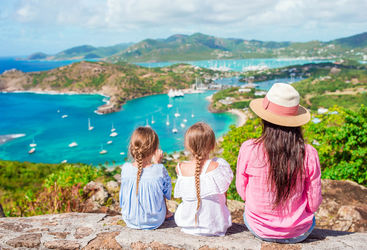 Family watching boats in Antigua