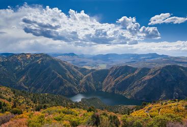 Scenic lake at autumn in Colorado