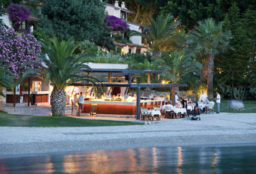 bar on beach in evening