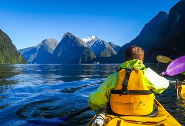 family kayaking