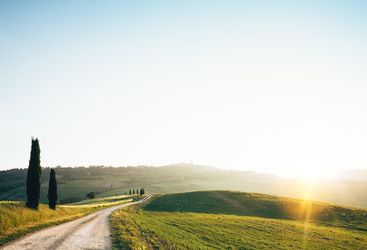 road sunshine tuscany italy