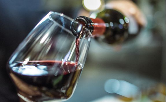 Close up of wine pouring