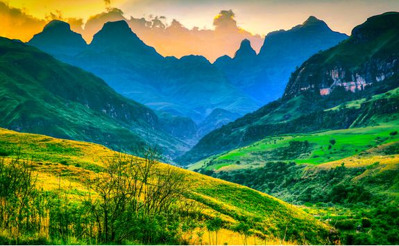 Drakensberg Mountains at sunset