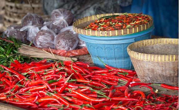 Red chillies in Bali cooking class