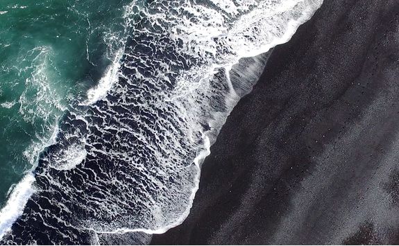 Black sandy beach