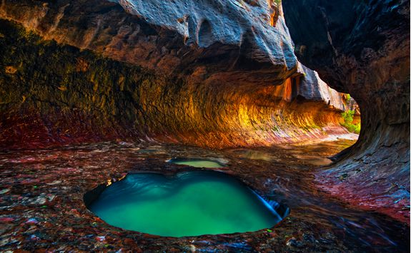 A brightly coloured pool