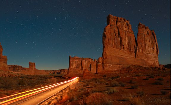Arches National Park at night