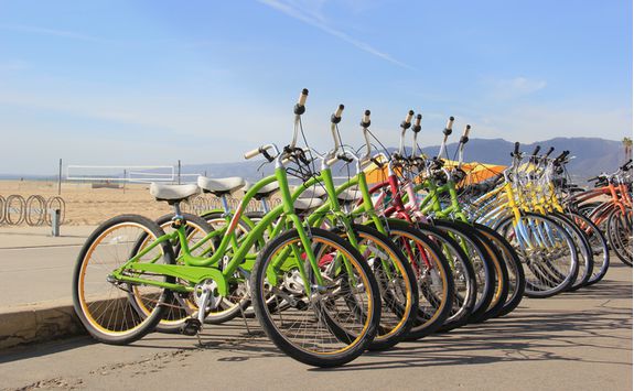 bike rack along santa monica