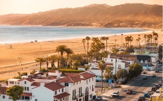 santa monica beach aerial view