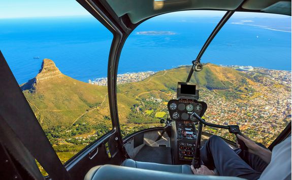 robben island seen from a helicopter