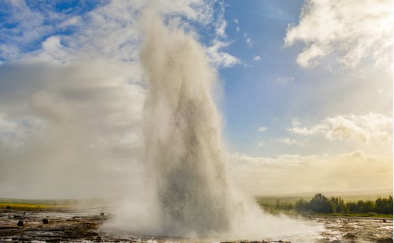 Geyser erupting