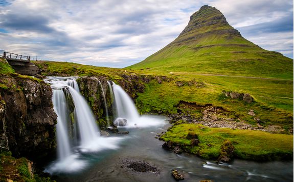 A waterfall