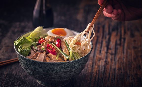 A bowl of Sapporo ramen noodles