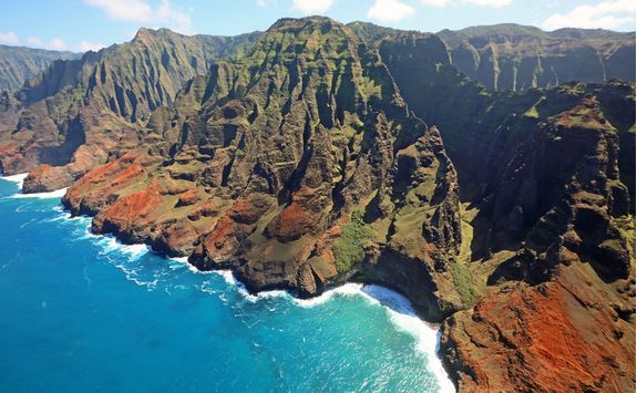Colorful cliffs off Na Pali coast