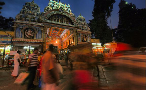 Minakshi temple madurai in the evening