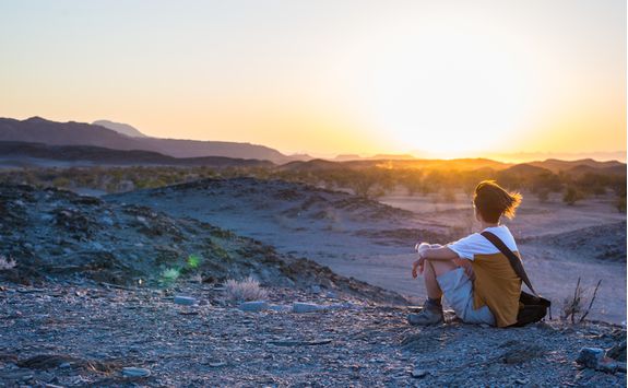 A person admiring the sunset at twyfelfonteim