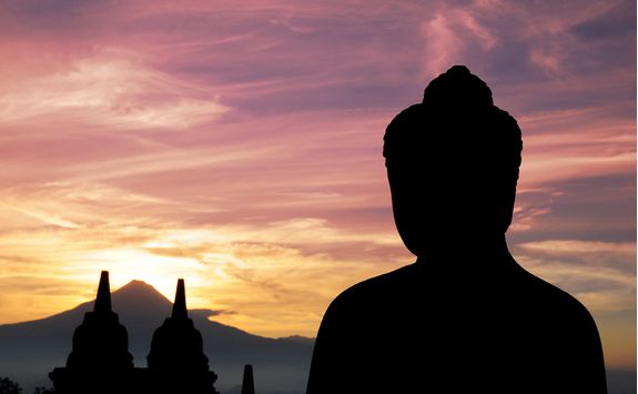 Close up of a buddha at borobudur