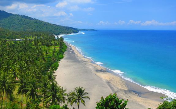 A view from above of Lombok beach