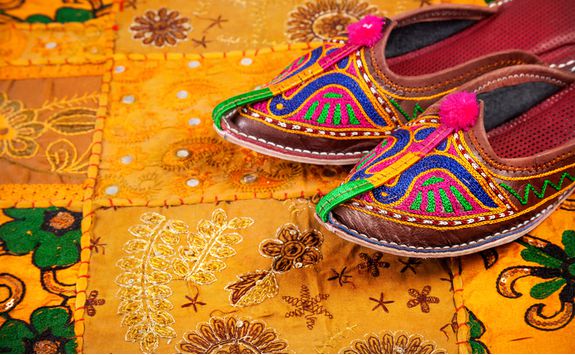 Udaipur market colourful shoes