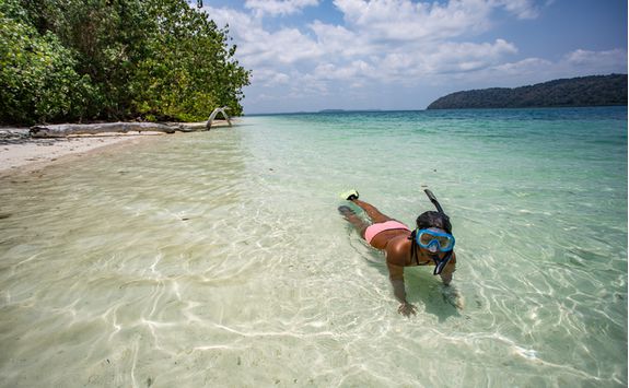 Snorkelling on a beach in the Andamans