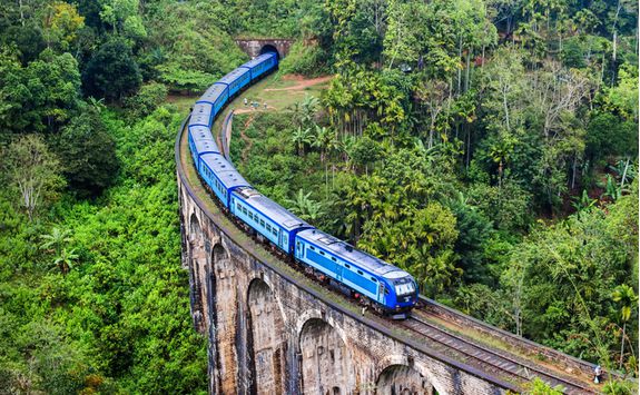 Train going through the tea hills