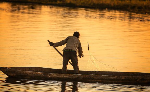 Man fishing in the Okavango