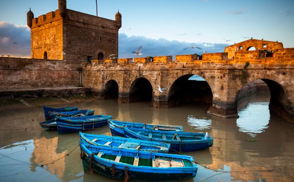 Harbour and blue boats at Essaouira