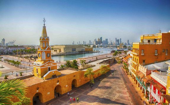 Colourful street in Cartagena