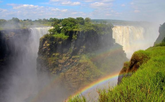 Victoria Falls with rainbow