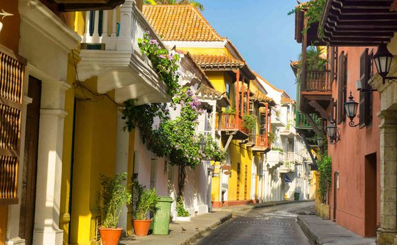 Colourful street in Cartagena
