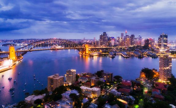 Harbour at night in Sydney