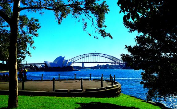 View to the Opera House and Harbour Bridge in Sydney
