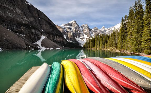Canoes lakeside