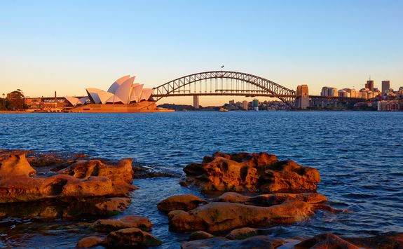 Opera House and Harbour Bridge - sunset view