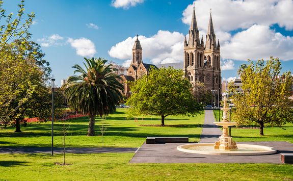 Park and church view in Adelaide