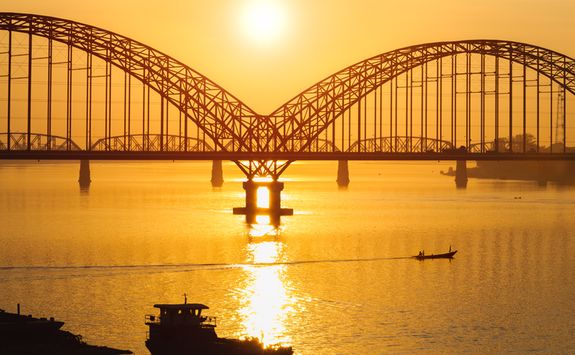 Yadanarbon bridge at sunset